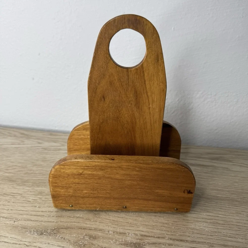 Vintage Handmade Wood Paper Napkin Holder Cottagecore Farmhouse‎ Country Folk